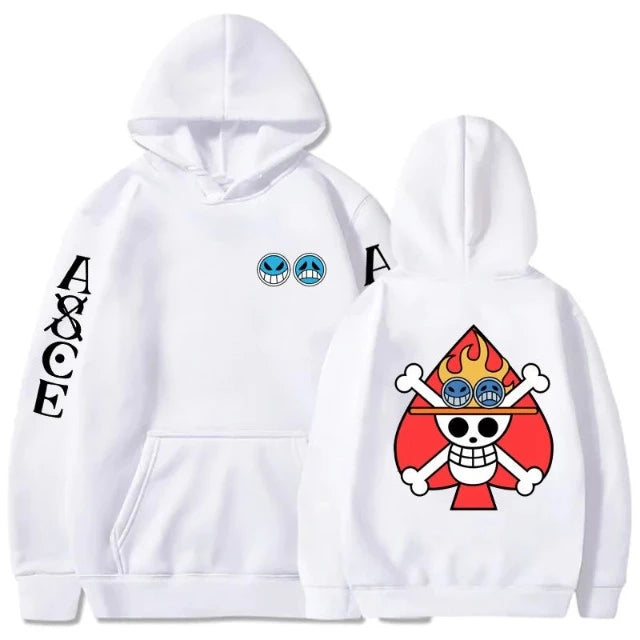 Sweat Pull One Piece Ace aux Poings Ardents Blanc