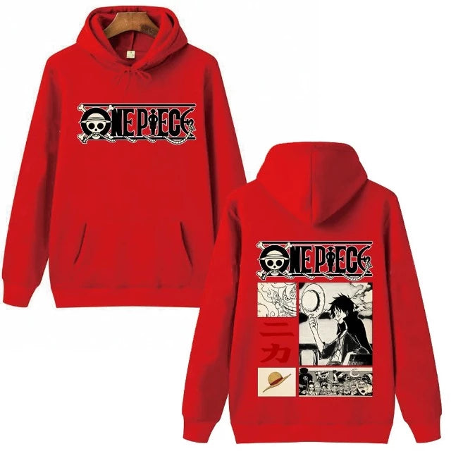 Sweat Pull à Capuche One Piece Luffy Chapeau Rouge