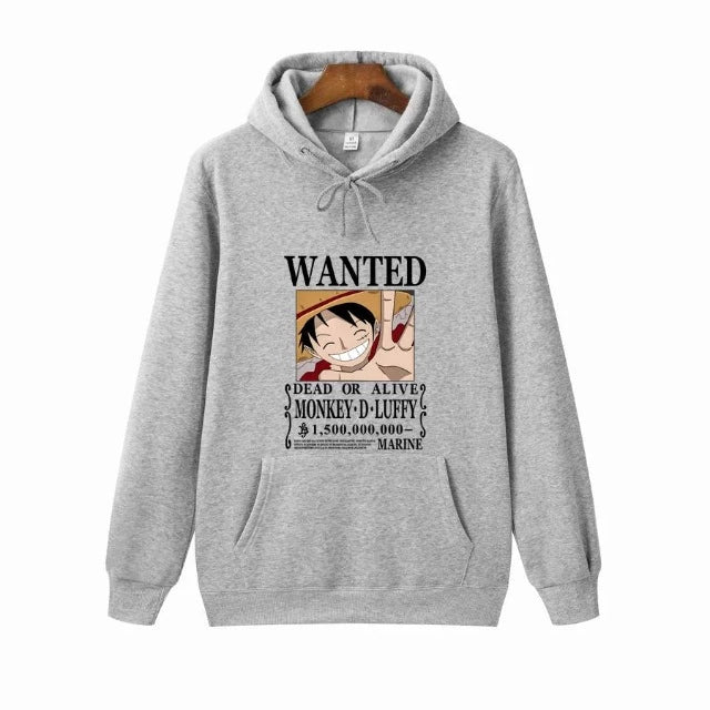 Sweat Pull One Piece Monkey D. Luffy Wanted Blanc