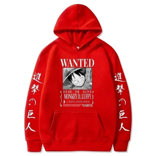 One Piece Luffy Wanted Sweatshirt 8 Farben