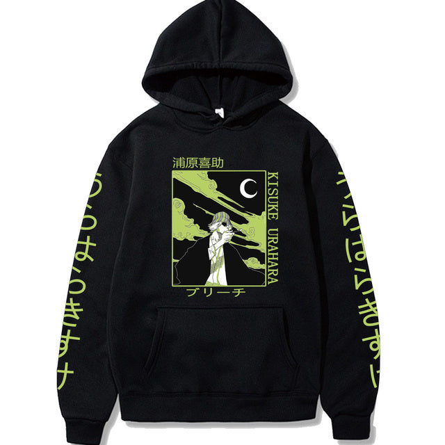 Sweat Kisuke Urahara Manga Bleach A Capuche Adulte Homme Femme Longues Manches noir
