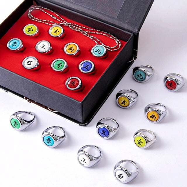 Coffret de 10 Bagues Naruto Akatsuki