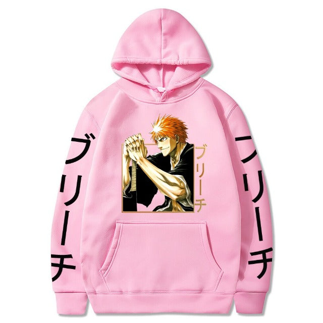 Sweatshirt Ichigo Manga Bleach A Capuche Adulte Homme Femme Longues Manches rose