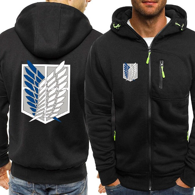 Sweat à Capuche Zippé Attaque des Titans noir