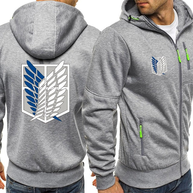 Sweat à Capuche Zippé Attaque des Titans gris