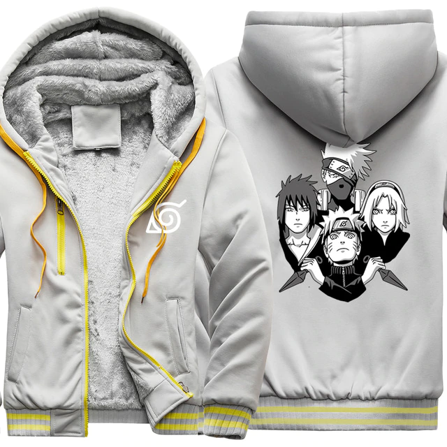 Cappotto invernale Naruto (9 colori) Giacca bomber Manga con cappuccio in pile invernale per uomo adulto donna