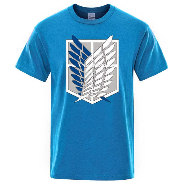 T-shirt Attack on Titan Ailes de la Liberté Floqué Adulte Homme Femme Courtes Manches Manga