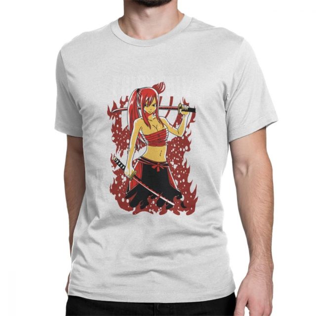 Manga Fairy Tail Erza flocado camiseta adultos hombres mujeres manga corta