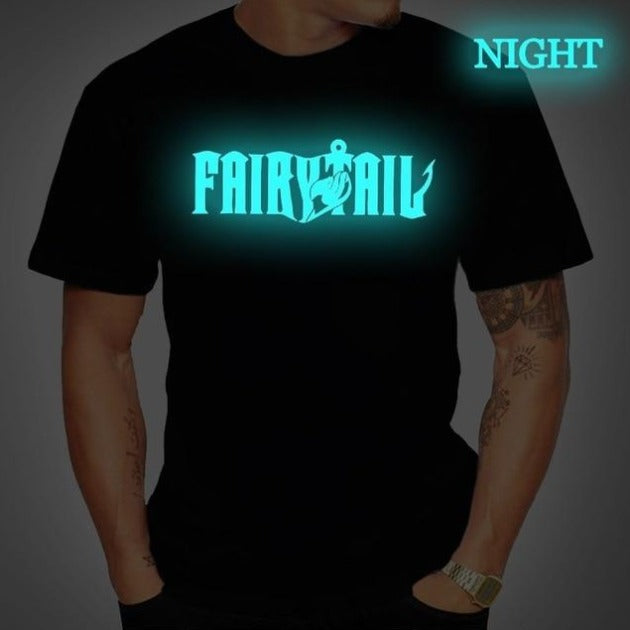 T-Shirt Fluorescent Manga Fairy Tail Floqué Adulte Homme Femme Courtes Manches