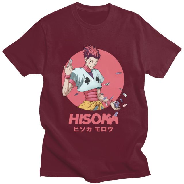 Hisoka Manga Hunter x Hunter Beflocktes T-Shirt für Erwachsene, Herren und Damen, kurzärmelig