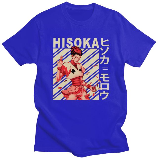 Hisoka Manga Hxh Beflocktes T-Shirt für Erwachsene, Herren und Damen, kurzärmelig