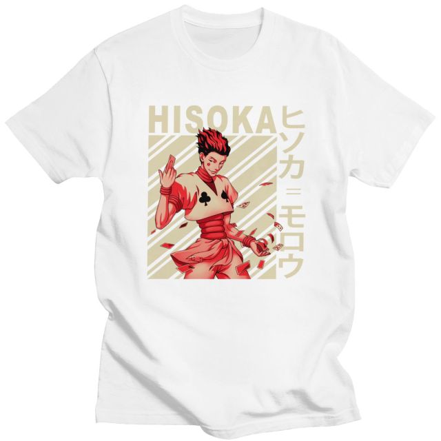 Hisoka Manga Hxh Beflocktes T-Shirt für Erwachsene, Herren und Damen, kurzärmelig