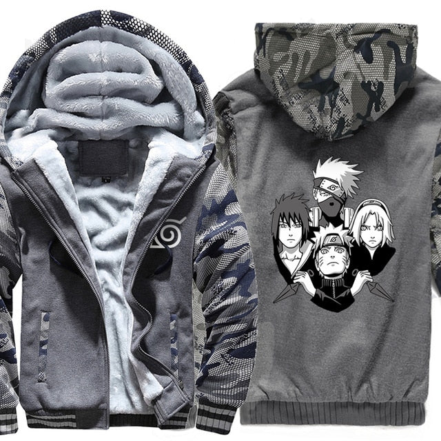 Cappotto invernale Naruto (9 colori) Giacca bomber Manga con cappuccio in pile invernale per uomo adulto donna