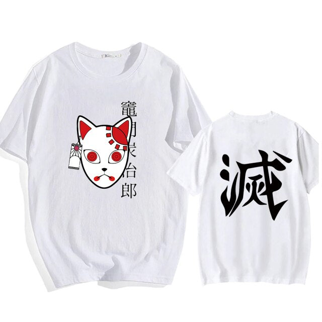 Camiseta Manga Demon Slayer Conjuring Mask (4 colores) flocado adultos hombres mujeres mangas cortas