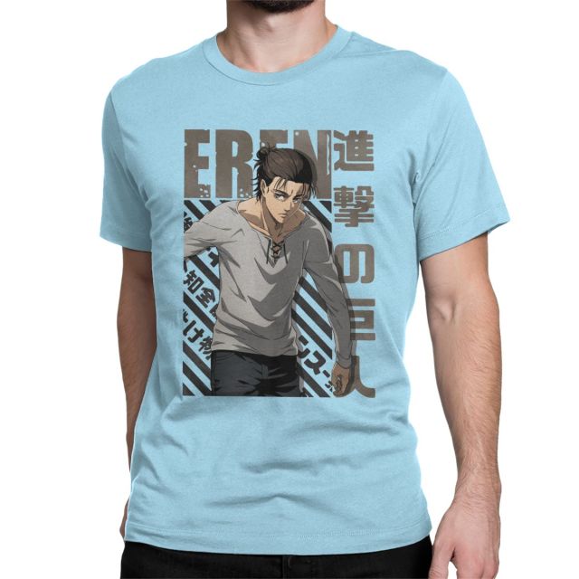 Eren Jaeger Attack on Titan Temporada 4 Flocked Camiseta de manga corta para hombres y mujeres adultos