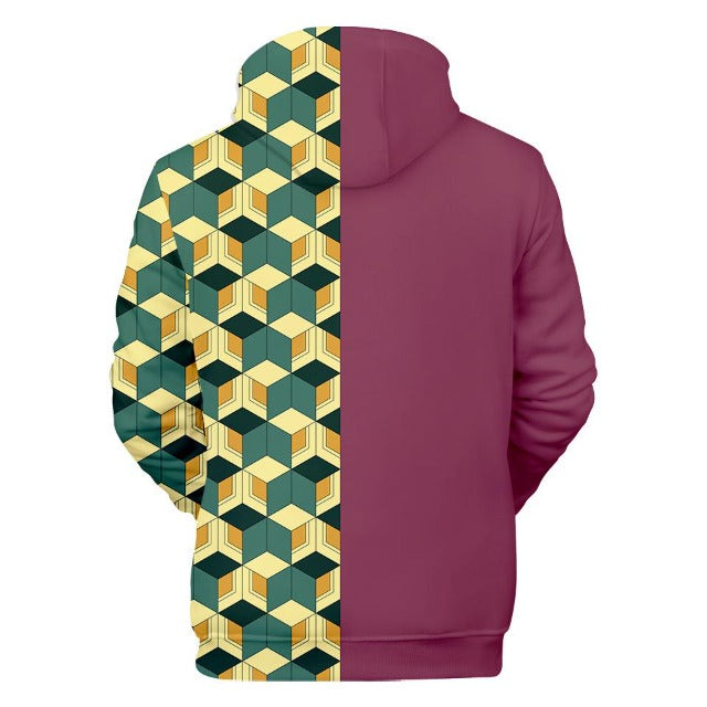 Manga Demon Slayer Giyu Felpa con cappuccio Uomo adulto Donna Maniche lunghe