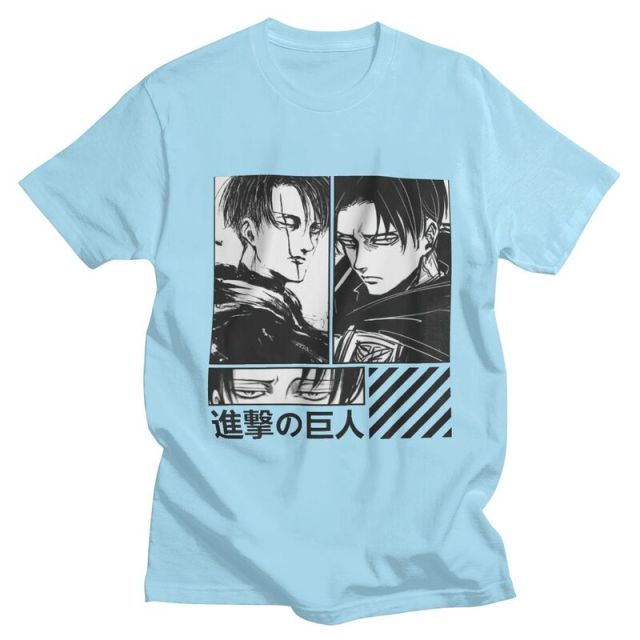 Levi Ackerman Attack On Titan flocado camiseta adultos hombres mujeres Manga corta Manga AOT