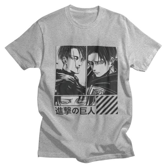 Levi Ackerman Attack On Titan flocado camiseta adultos hombres mujeres Manga corta Manga AOT