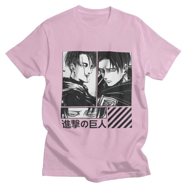 Levi Ackerman Attack On Titan flocado camiseta adultos hombres mujeres Manga corta Manga AOT