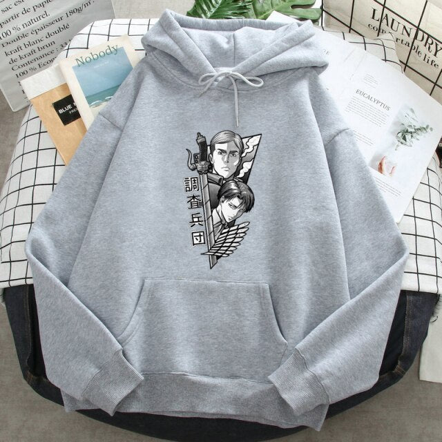 Sweat Erwin et Levi Attaque Des Titans gris