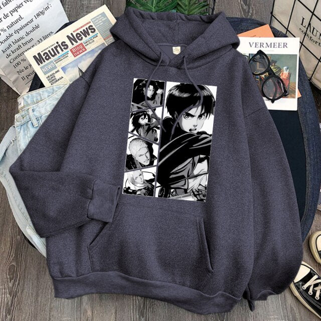 Sweat AOT Personnages Adulte Homme Femme Longues Manches Manga gris