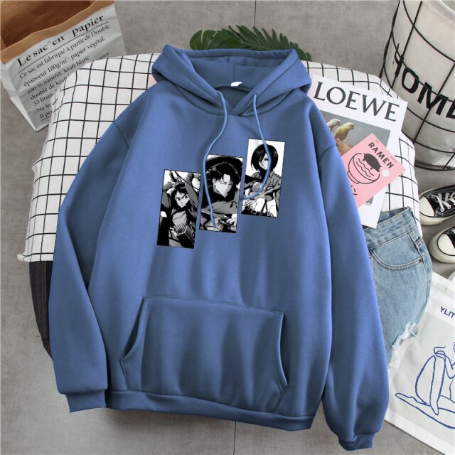 Sweat Eren Livai Mikasa Attaque Des Titans bleu
