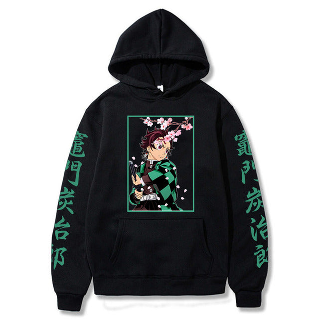 Demon Slayer Tanjiro Kamado Felpa con cappuccio Adulto Uomo Donna Maniche lunghe