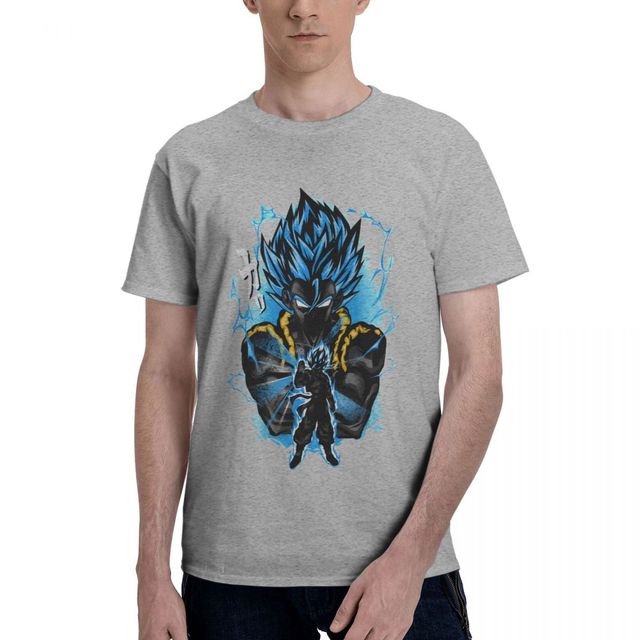 Gogeta Blau Dragon Ball Manga Beflocktes T-Shirt Erwachsene Männer Frauen Kurze Ärmel