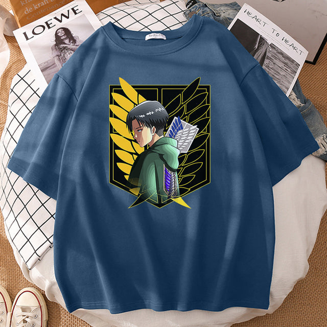 Camiseta del Batallón Livaï Attack on Titan flocado para adultos, hombres y mujeres, Manga corta
