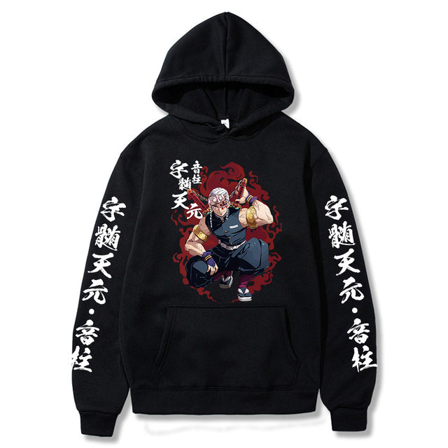 Sweat à Capuche Demon Slayer Tengen Adulte Homme Femme Manches Longues noir