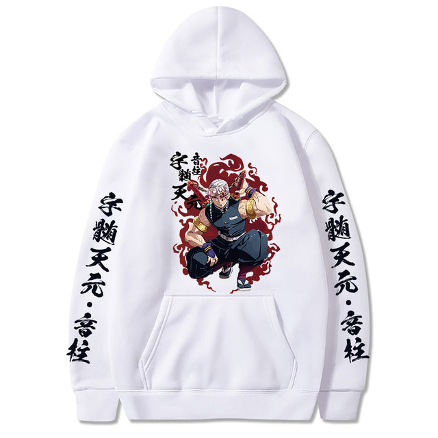Sweat à Capuche Demon Slayer Tengen Adulte Homme Femme Manches Longues blanc
