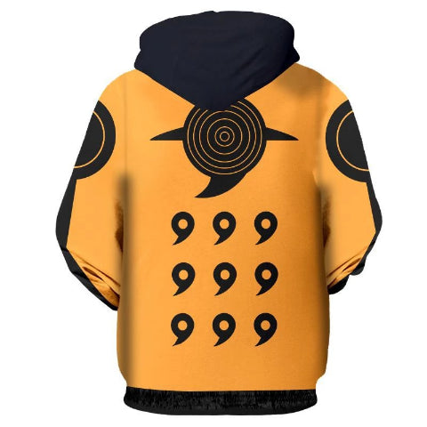 Gilet Chakra Kyubi Zippé À Capuche Adulte Homme Femme Manche Longue Pull Manga Hoodie