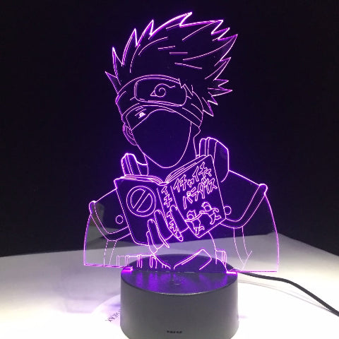 Lampada al neon Kakashi a LED per la decorazione del comodino o dell'ufficio Manga Naruto