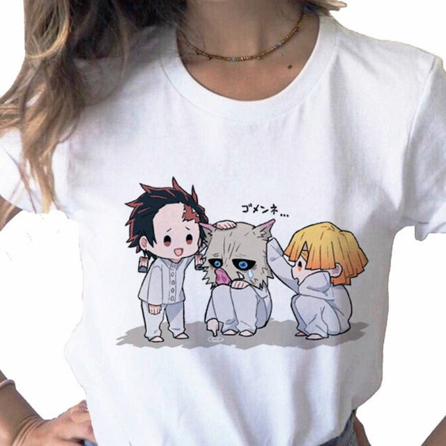 T-shirt Femme Inosuke Tanjiro Zenitsu Demon Slayer