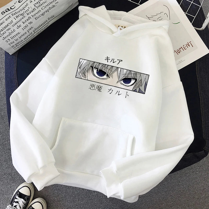 Pull À Capuche HxH Kirua Zoldick hunter x hunter blanc
