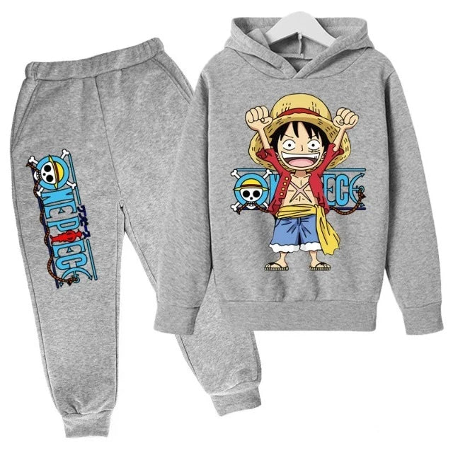 Ensemble Sweat & Pantalon Enfant One Piece Gris Fille Garçon