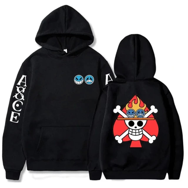 Sweat Pull One Piece Ace aux Poings Ardents Noir