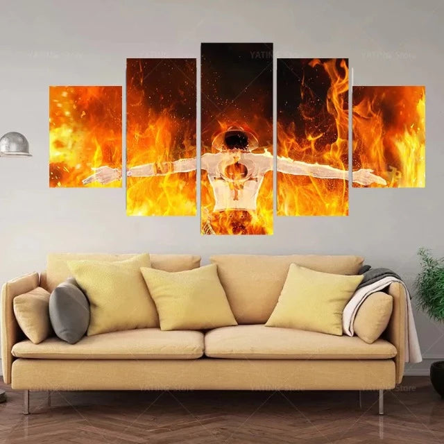 Tableau One Piece Ace aux Poings Ardents Cadre Toile