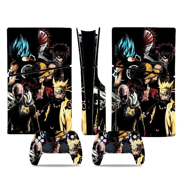 Sticker PS5 Slim One Piece Luffy Naruto Goku Natsu Autocollant Playstation Console &amp; Manette