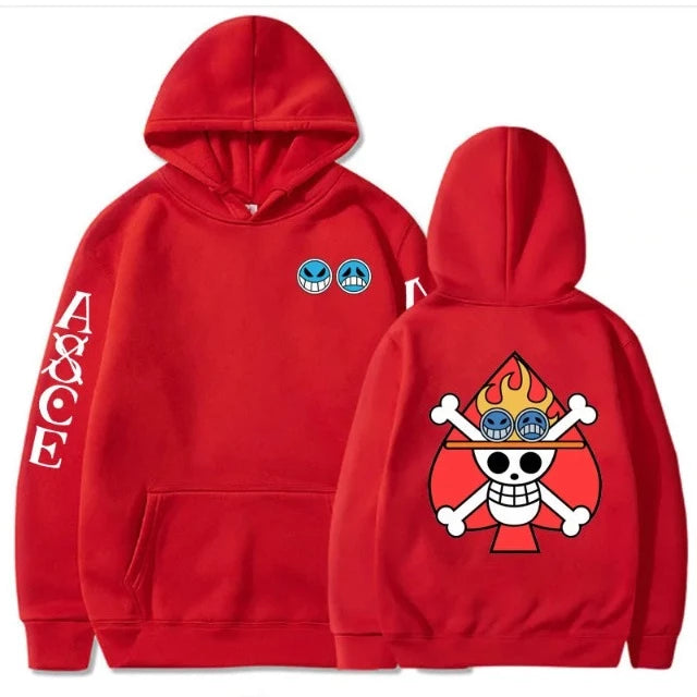 Sweat Pull One Piece Ace aux Poings Ardents Rouge