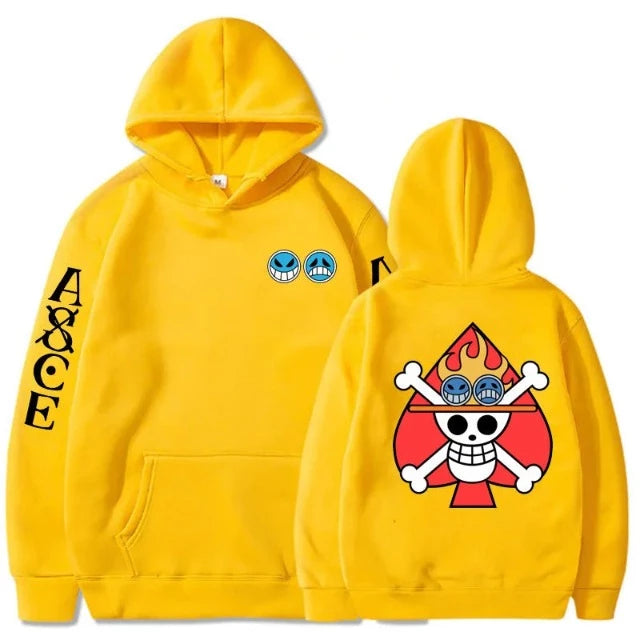 Sweat Pull One Piece Ace aux Poings Ardents Jaune
