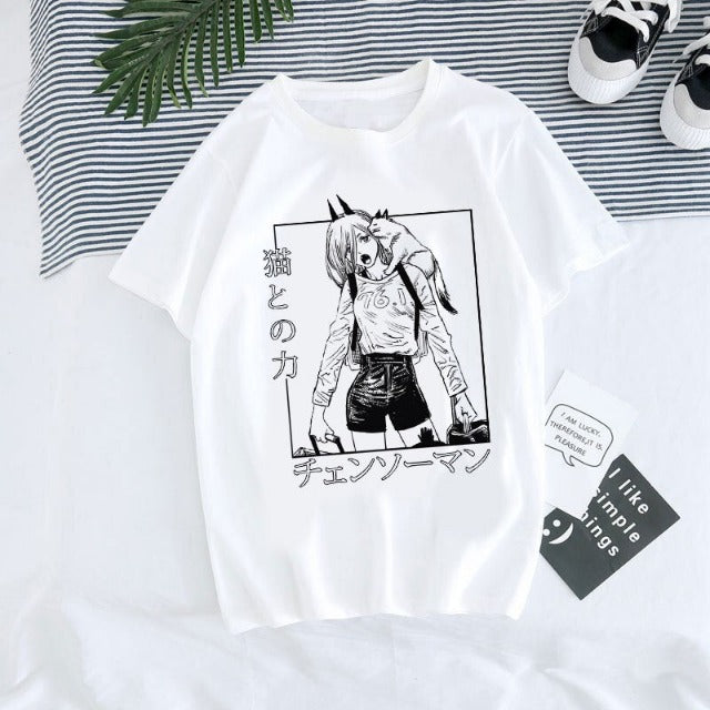 Power &amp;amp; Meow Kettensägenmann T-Shirt