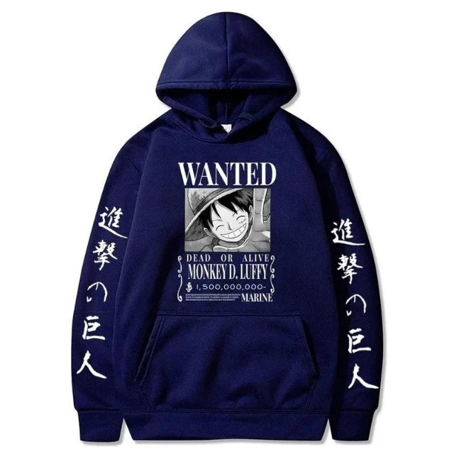 One Piece Luffy Wanted Sweatshirt 8 Farben