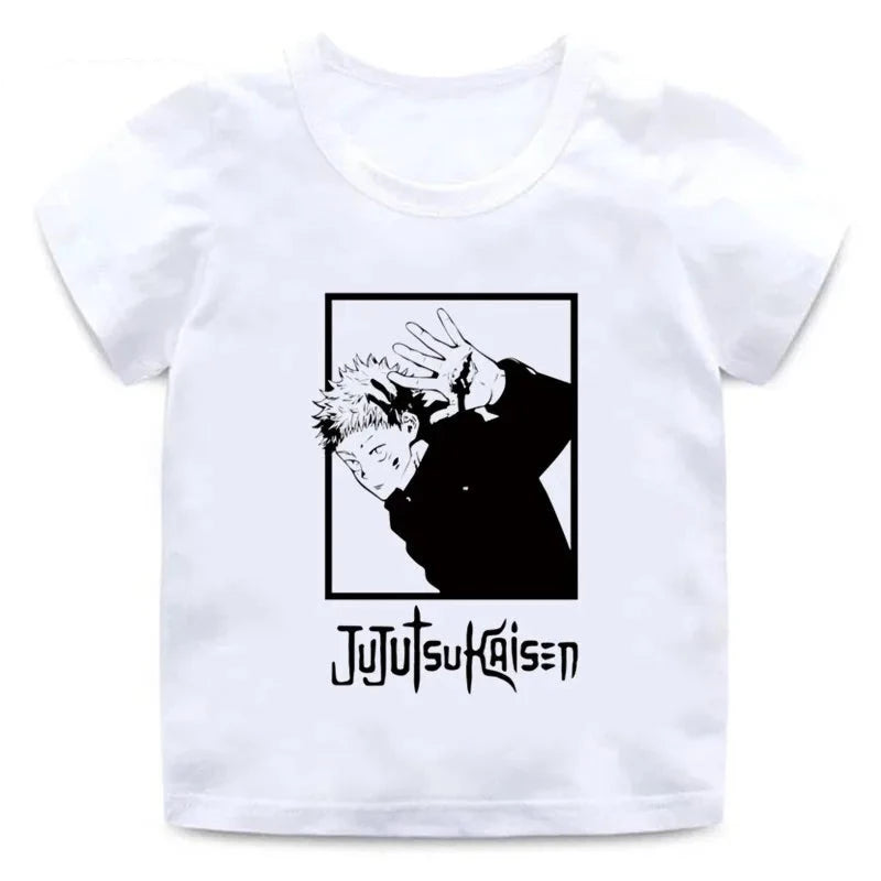 T-Shirt Enfant Jujutsu Kaisen Itadori Fille Garçon BLANC