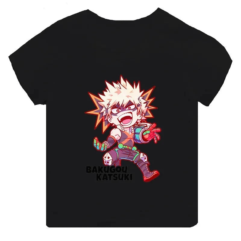 T-Shirt My Hero Academia Enfant Bakugo Katsuki Noir Fille Garçon