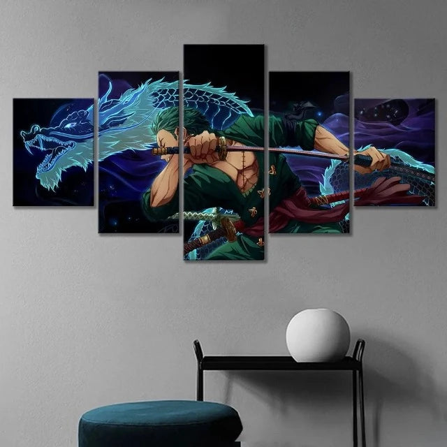 Tableau One Piece Roronoa Zoro Dragon Cadre Toile
