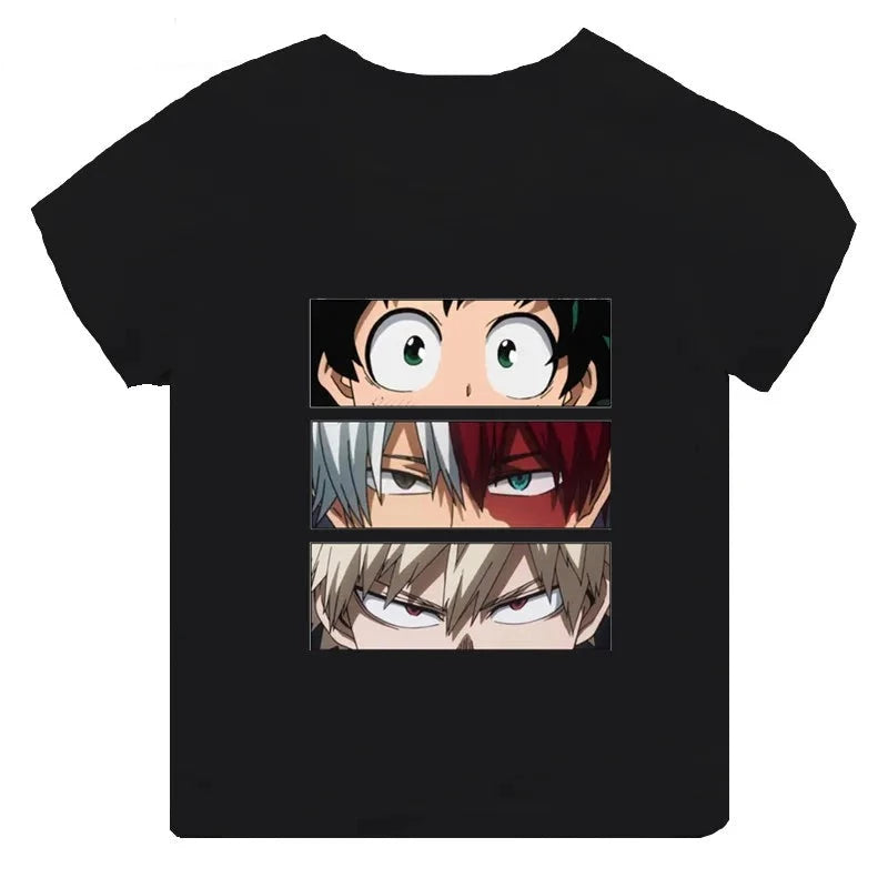 T-Shirt My Hero Academia Enfant Heroes Noir Fille Garçon NOIR