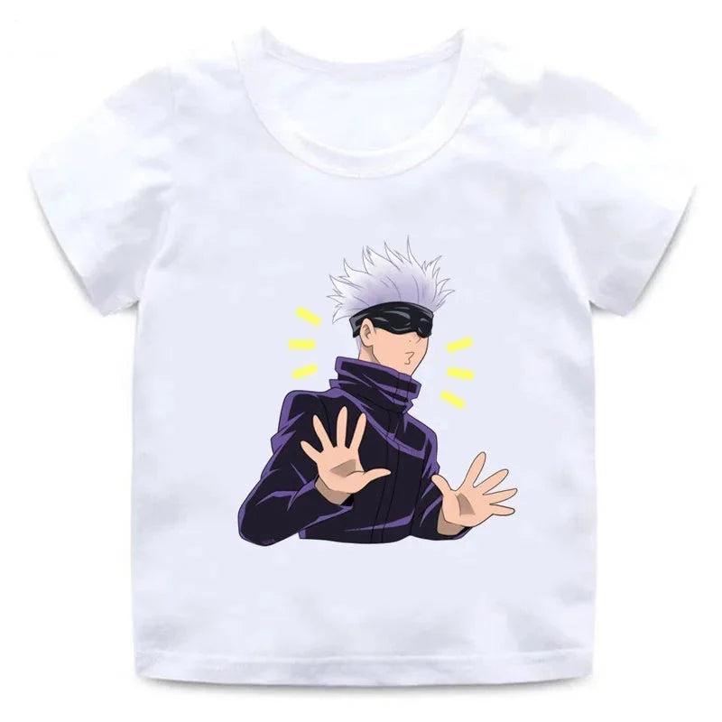 T-Shirt Enfant Jujutsu Kaisen Gojo Fille Garçon BLANC