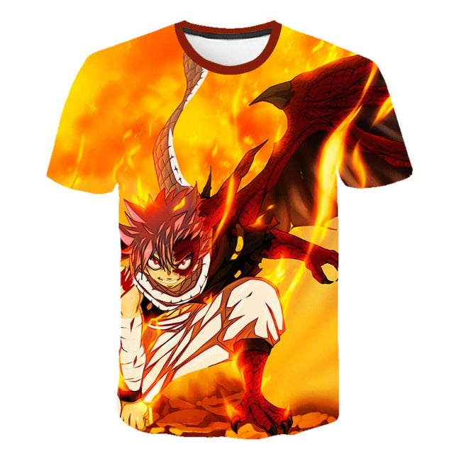T-Shirt pour Enfant Fairy Tail Natsu Garçon Fille