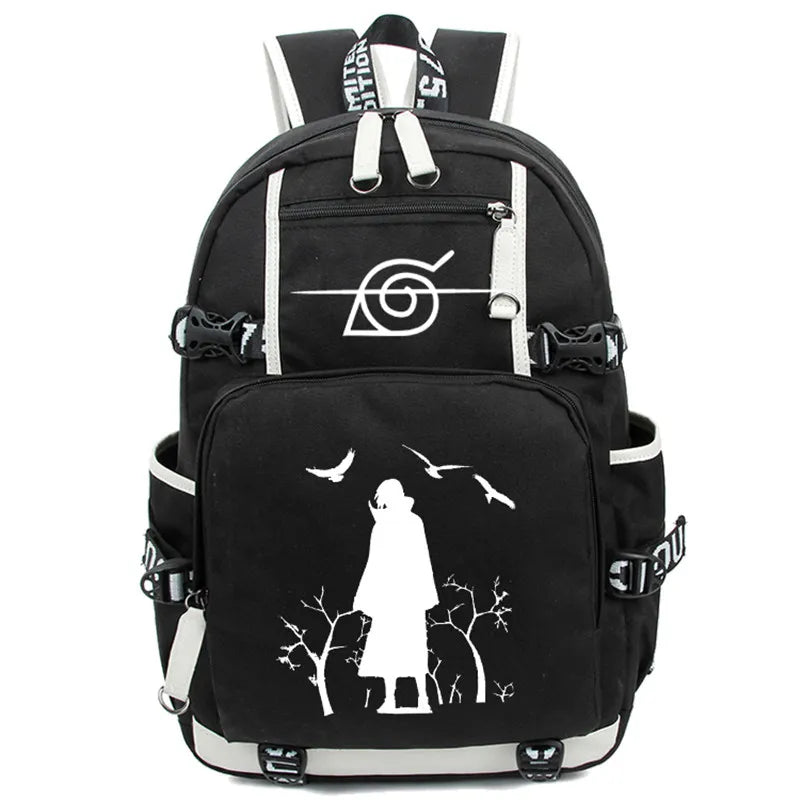 Cartable Naruto Sac À Dos Itachi Corbeaux Blanc Bretelles
